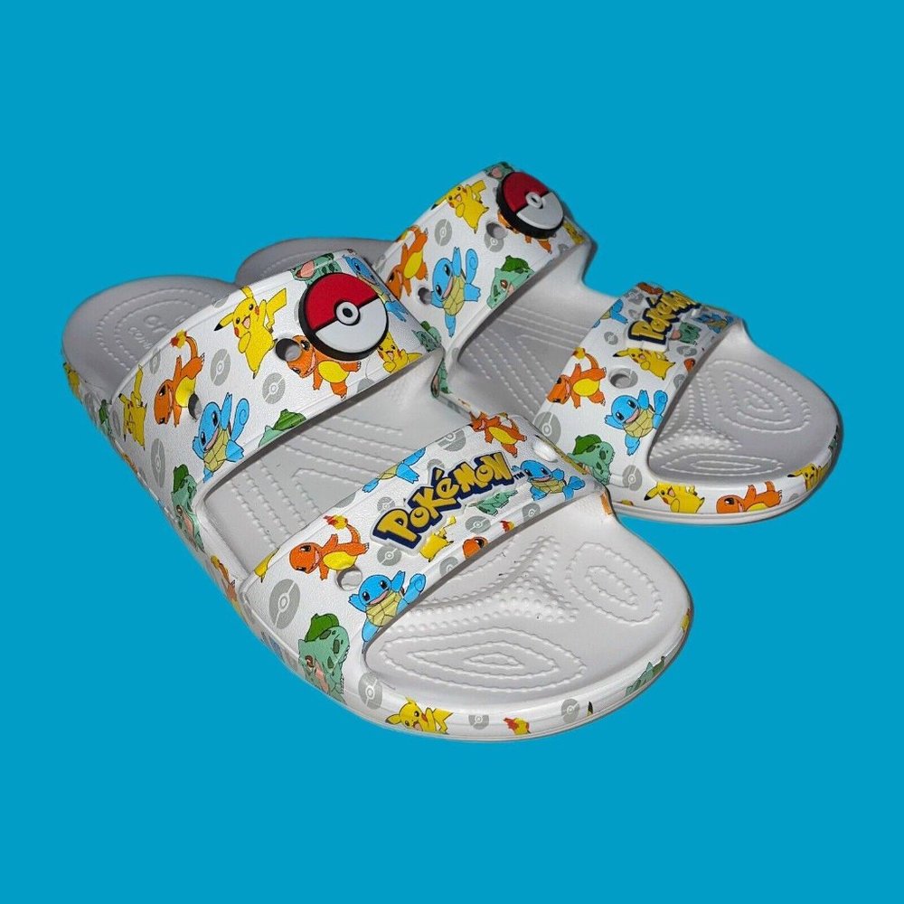 Crocs Classic Pokemon Pikachu Slides w/ Jibbitz Men's 8 Woman’s 10